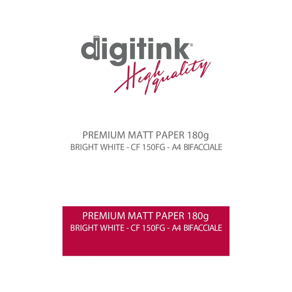 1 - PREMIUM MATT PAPER BRIGHT WHITE 180G A4 BIFACCIALE CF 150FG