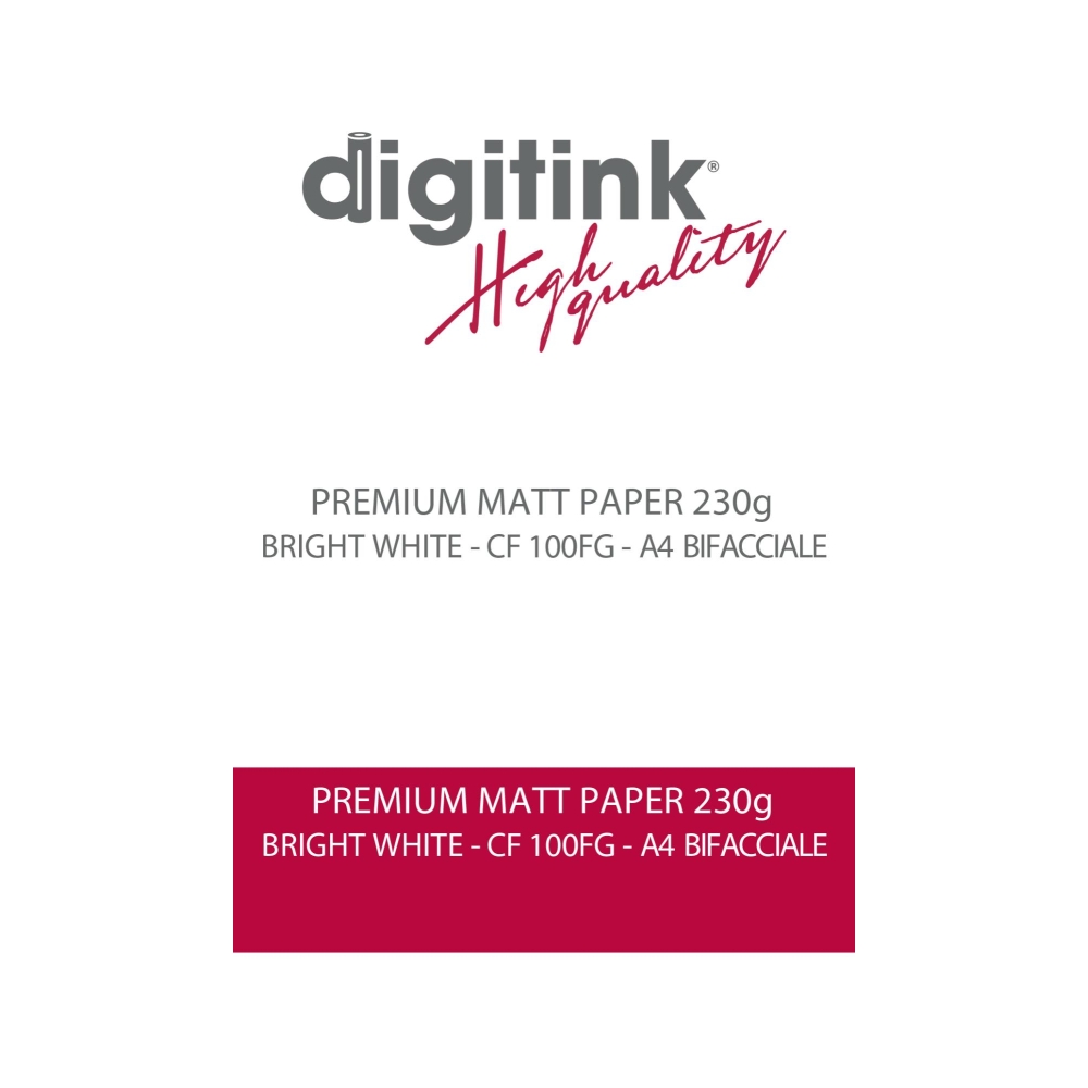 1 - PREMIUM MATT PAPER BRIGHT WHITE 230G A4 BIFACCIALE CF 100FG